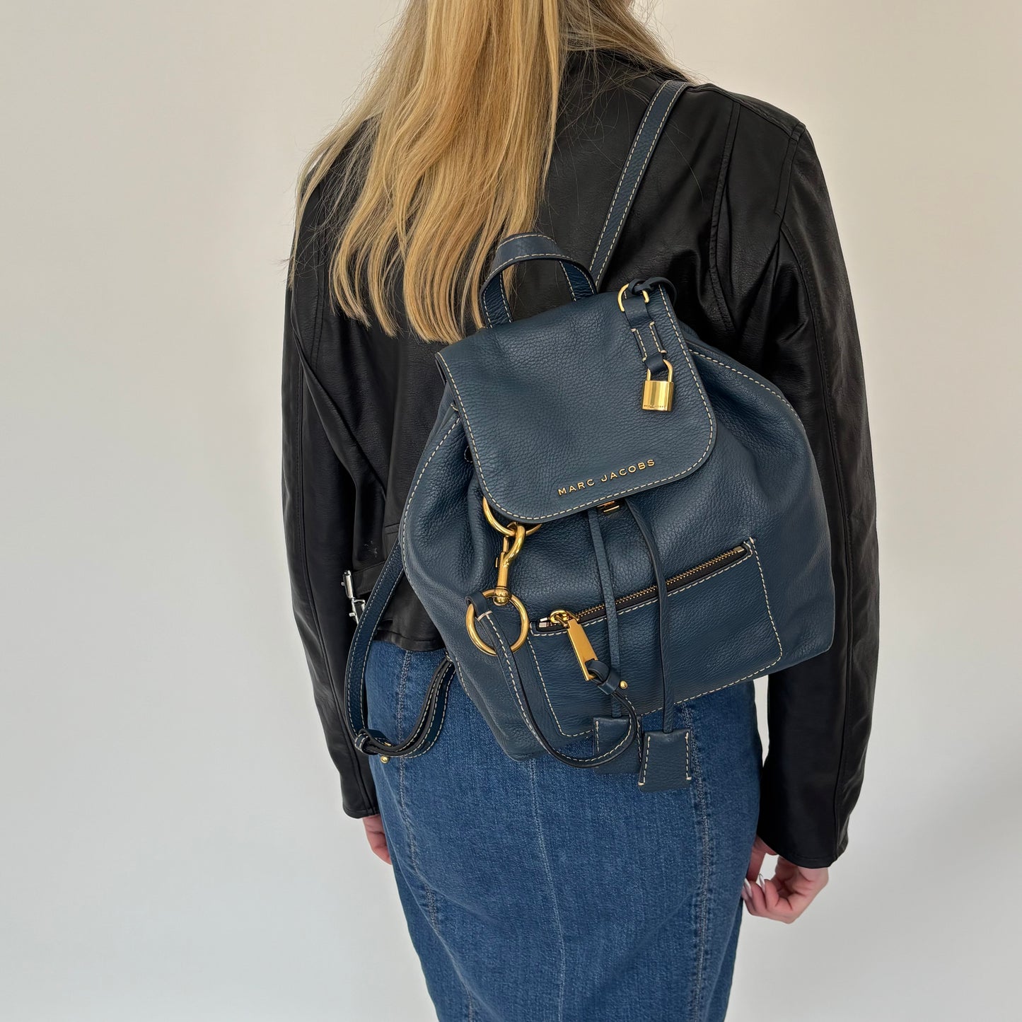 Marc Jacobs Blue Leather The Bold Grind Backpack