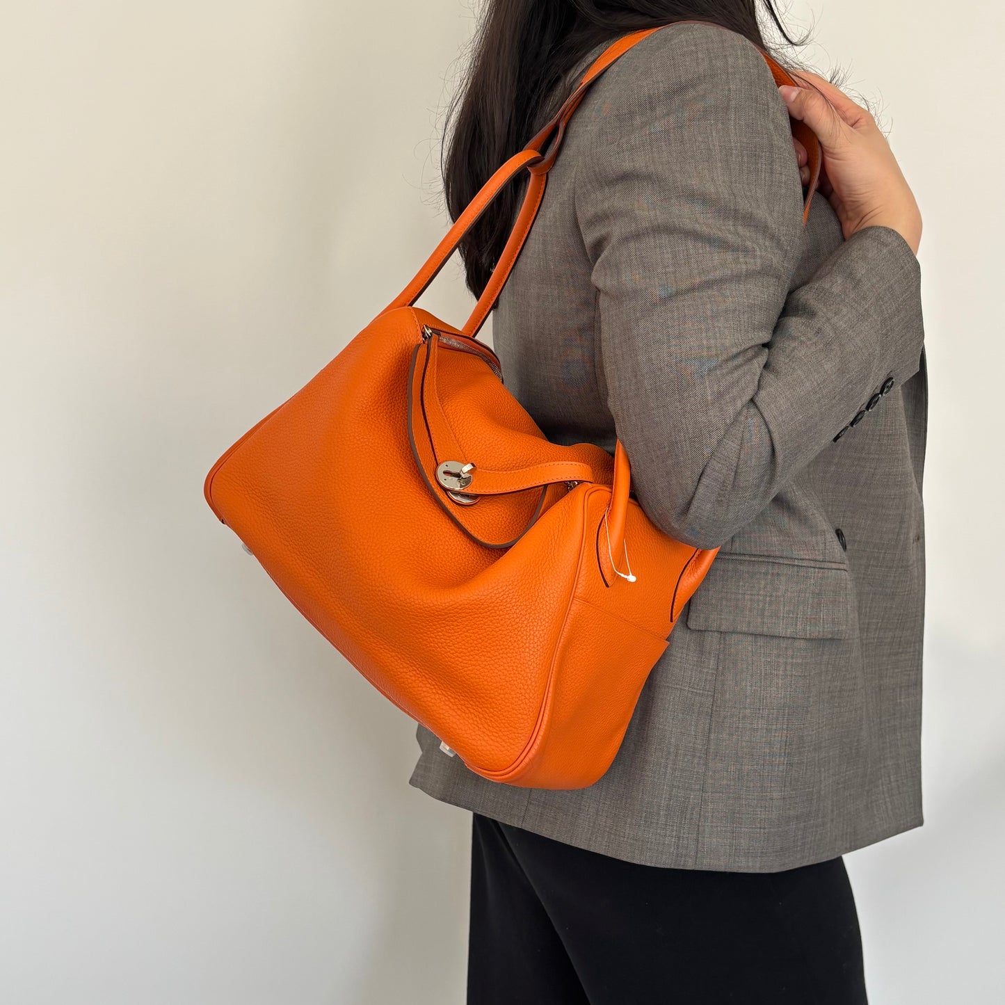 Hermes Orange Clemence and PHW Lindy 34 (O in a square) - 2011