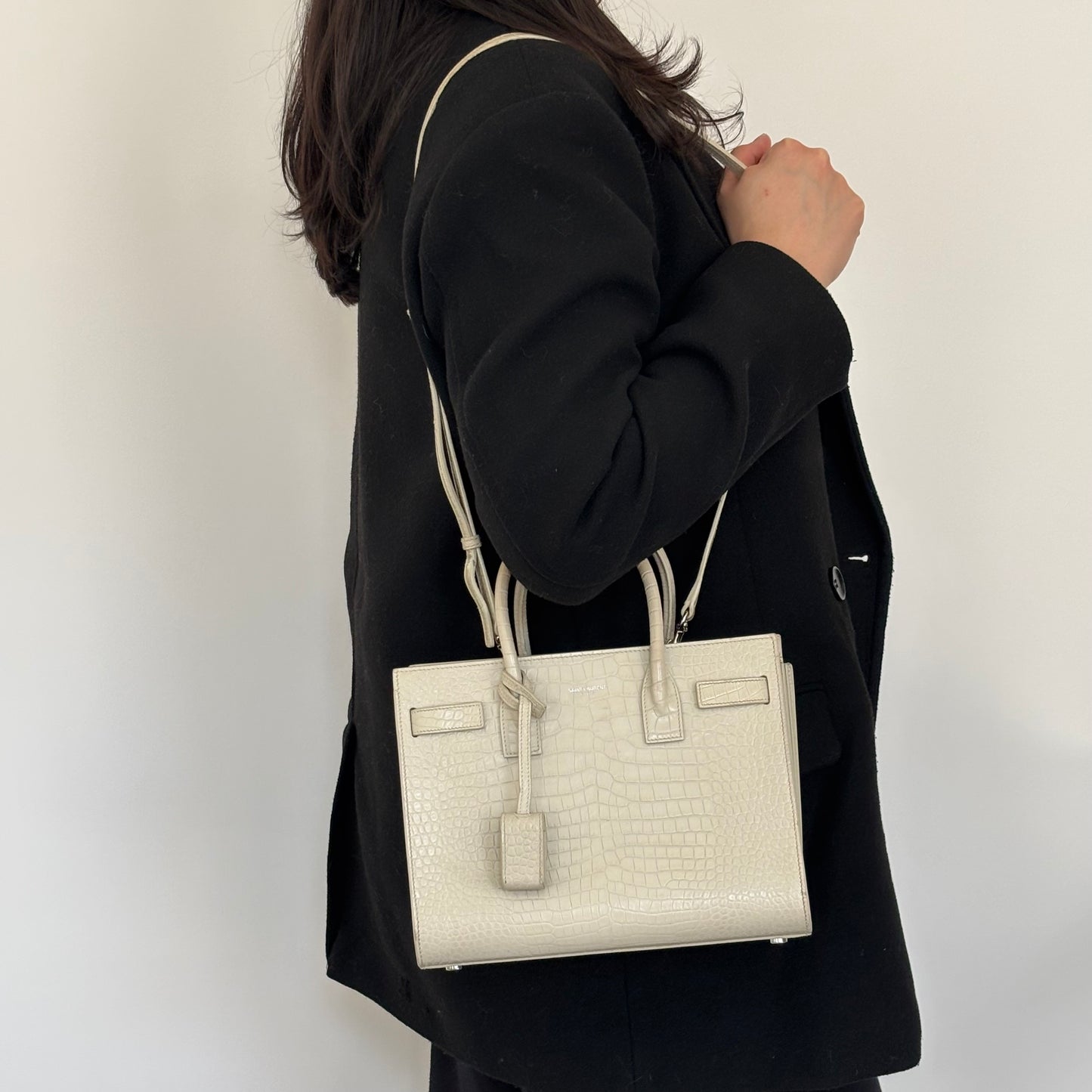 Saint Laurent Croc Embossed Baby Sac De Jour 2018
