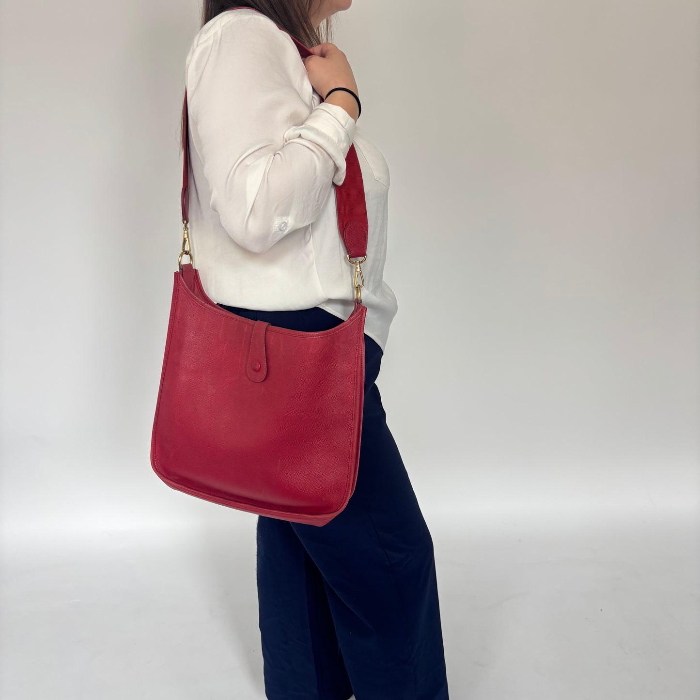 Hermes Vintage Rouge Evelyne I GM Epsom Leather 1997