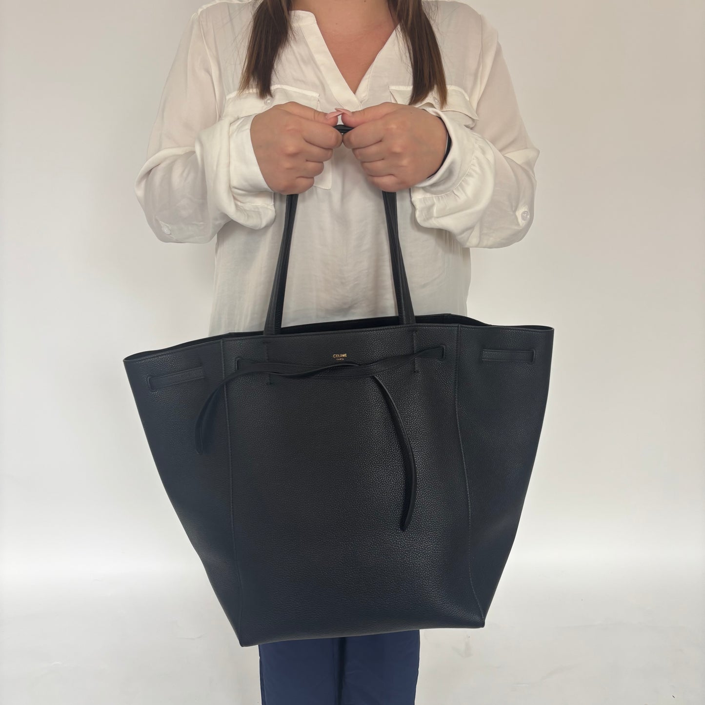 Celine Phantom Cabas Black Leather
