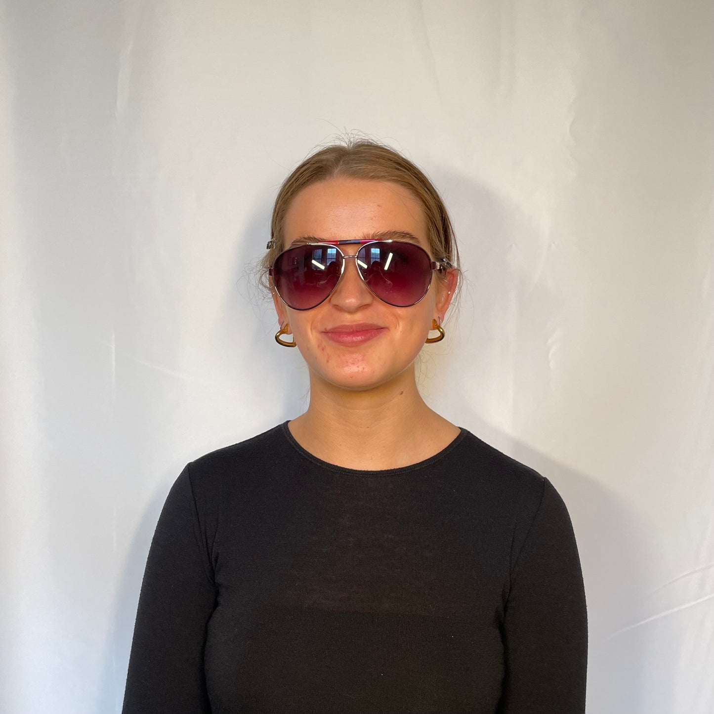 Carolina Herrera Aviator Style Red & Raisin Frame Sunglasses SHE031