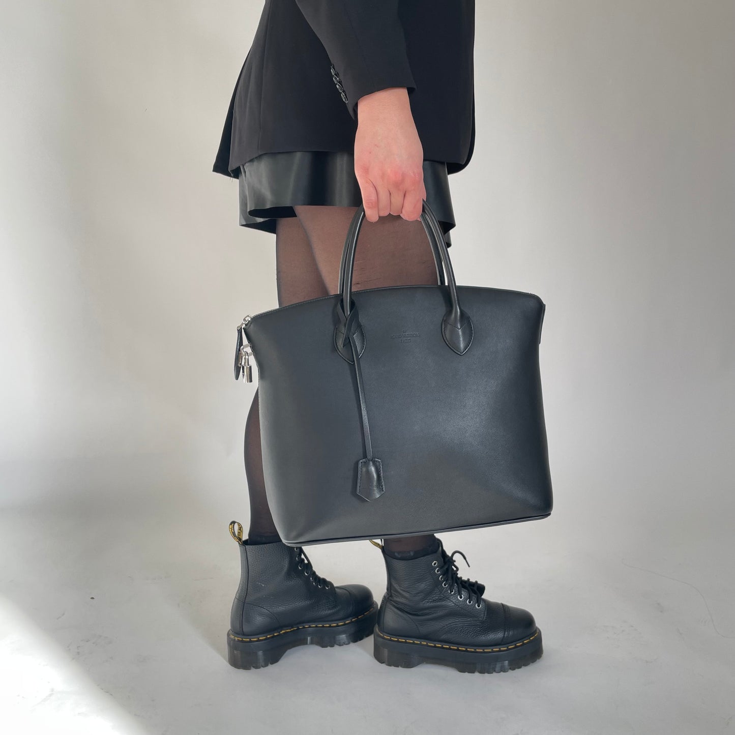 Louis Vuitton Black Smooth Calf Leather Custom Order Lockit Tote (Haute Maroquinerie) (2)