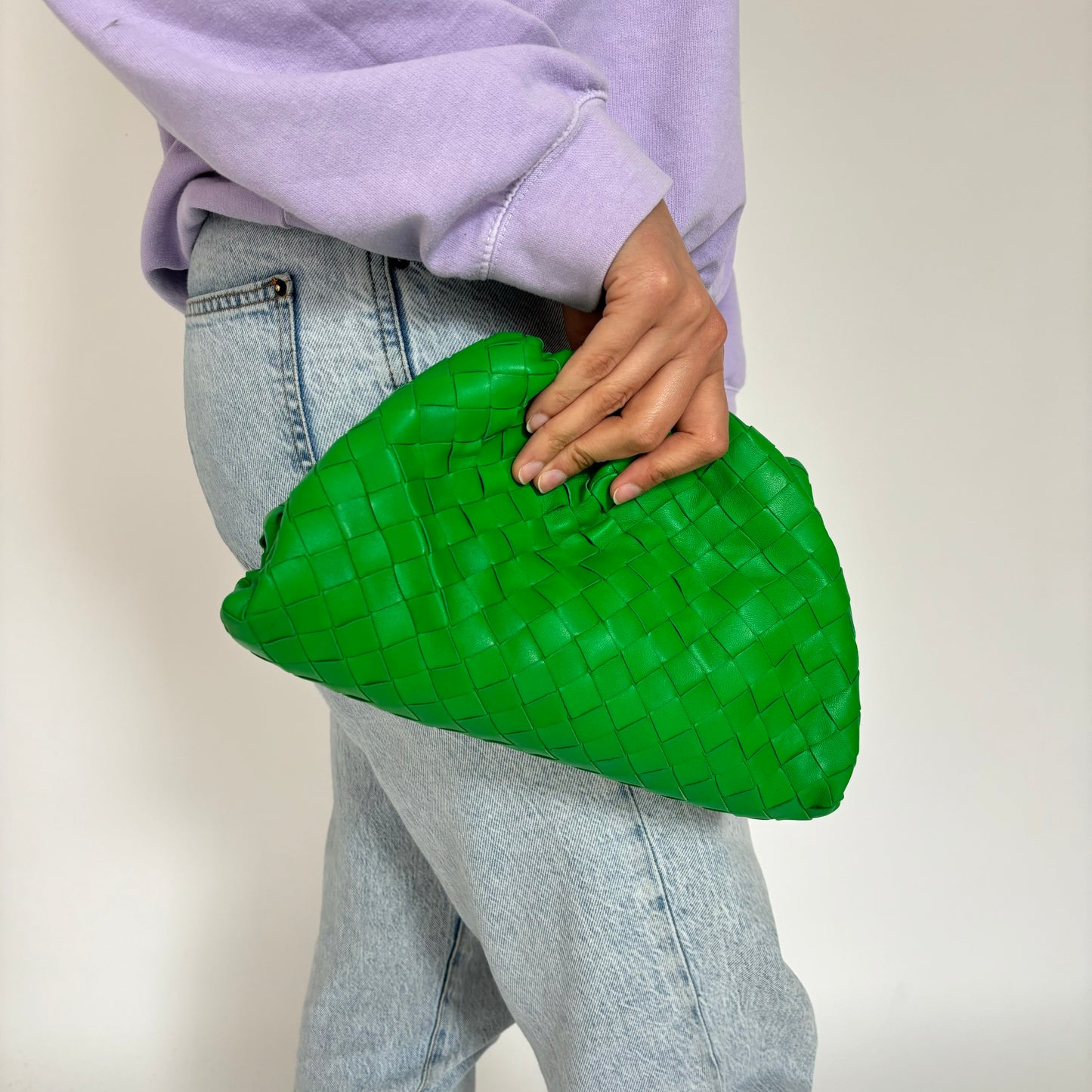 Bottega Veneta Parakeet Green Intrecciato Teen Pouch