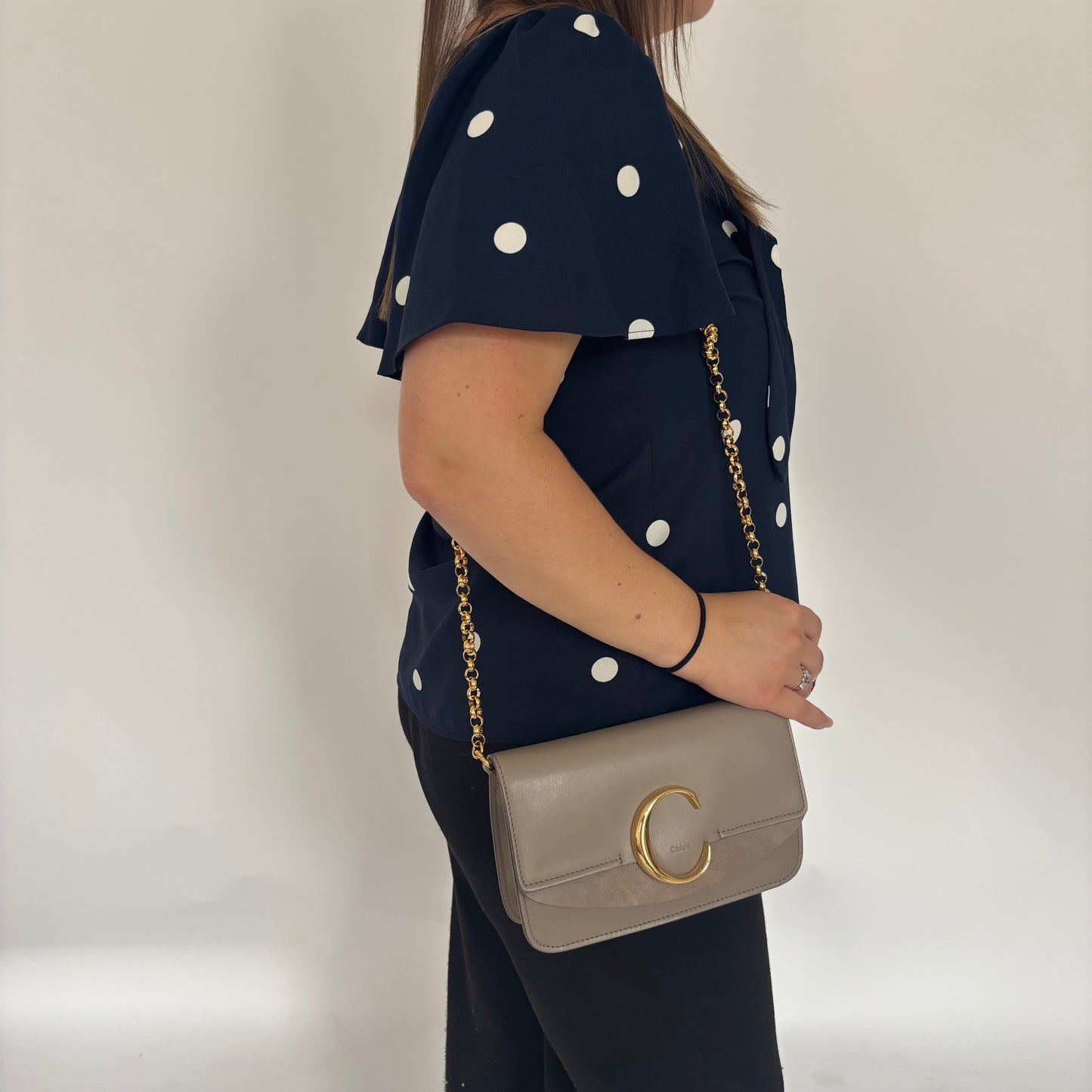 Chloe C Chain Mini Bag Motty Grey