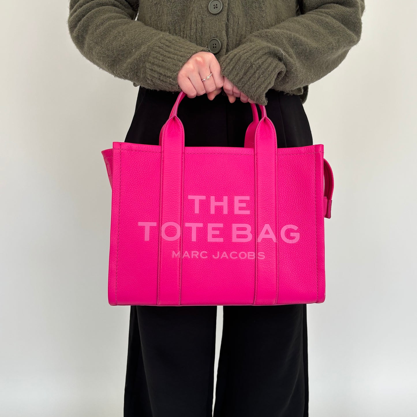 Marc Jacobs Lipstick Pink Full Grain Leather Medium The Tote Bag