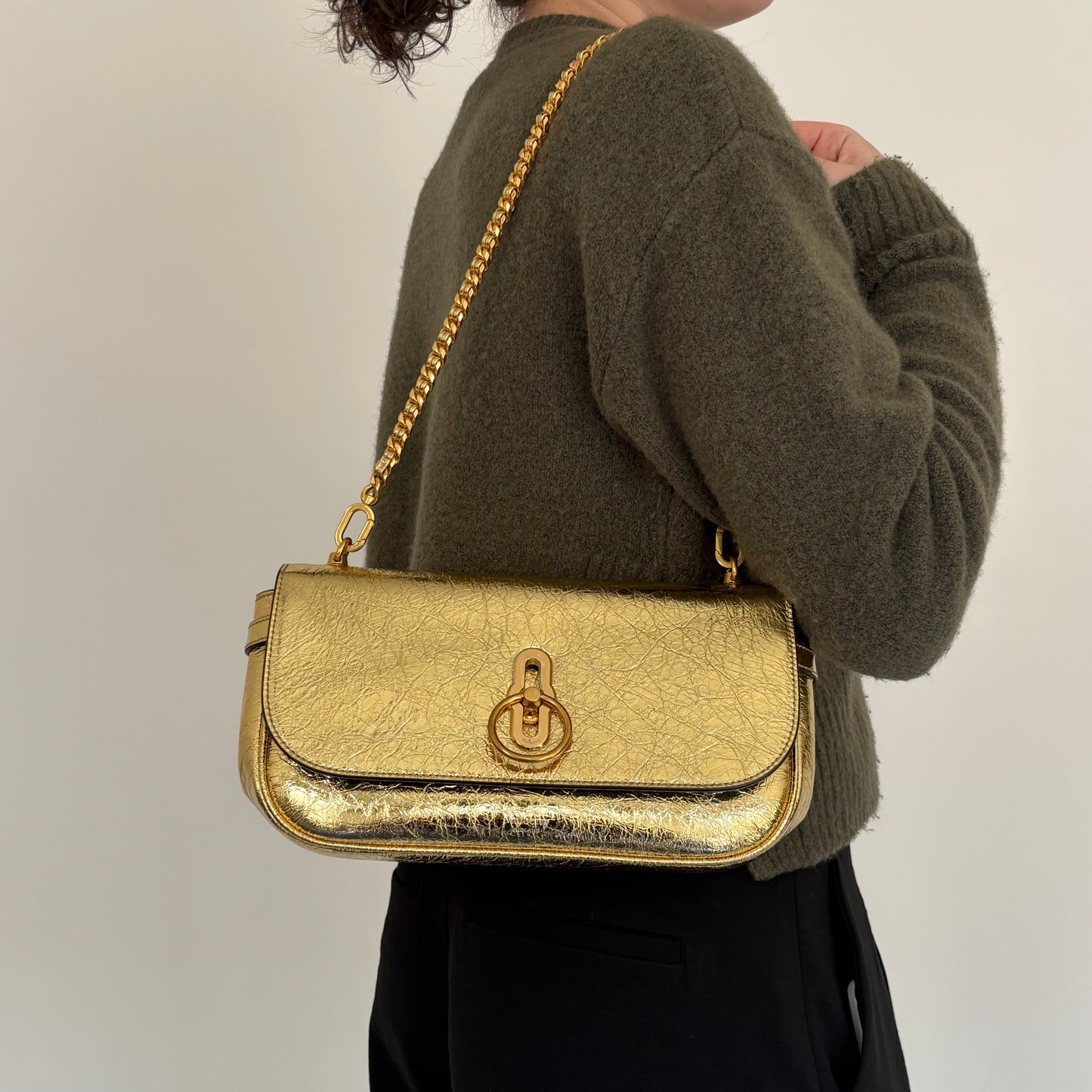 Mulberry Gold Metallic Leather East West Amberley