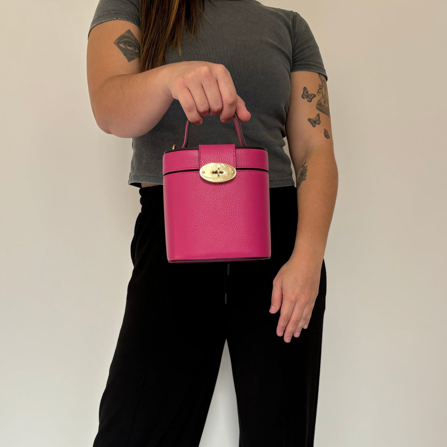Mulberry Pink Small Classic Grain Vanity Case with Strap