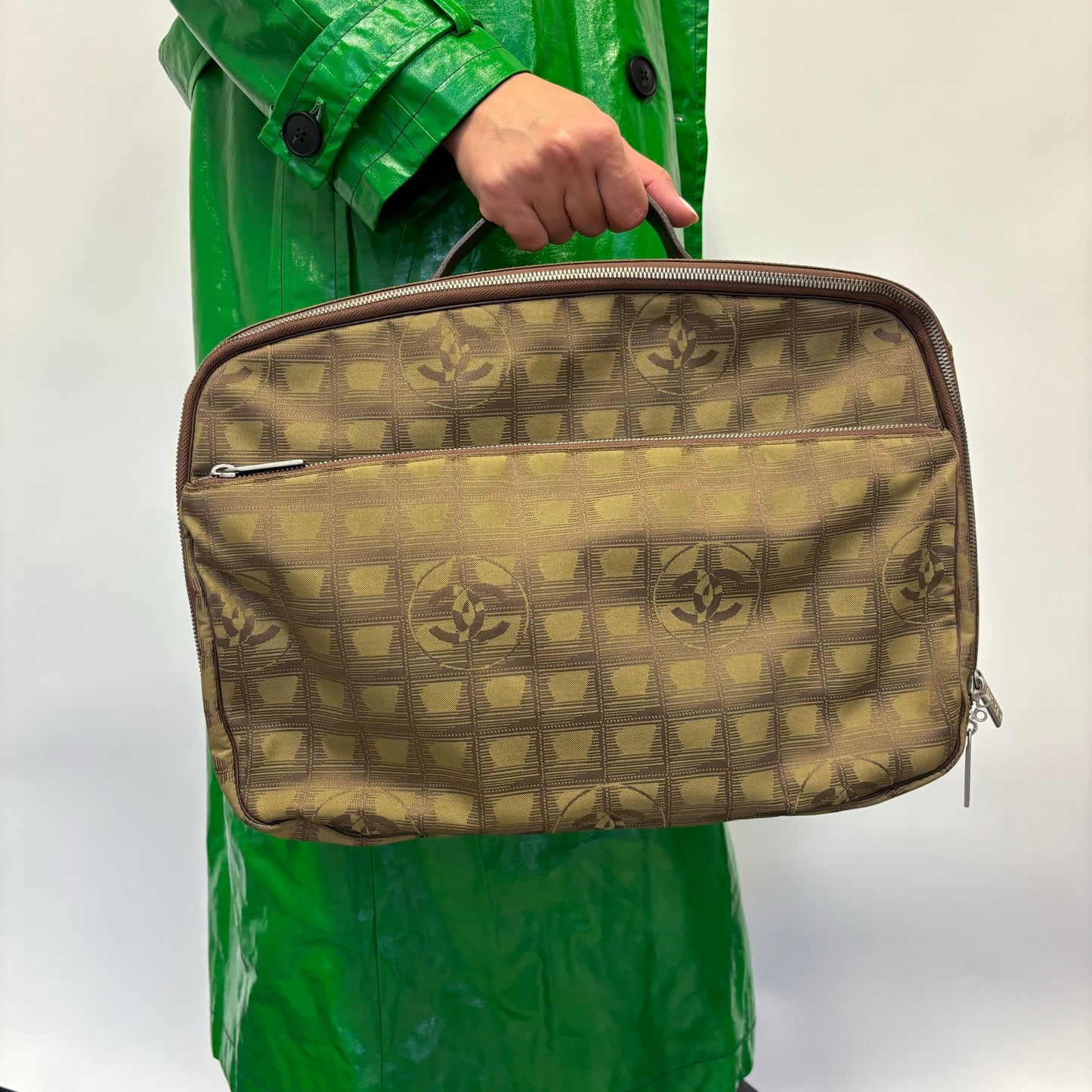 Chanel Travel Line Green Fabric Business/Leisure Trolley Bag 03
