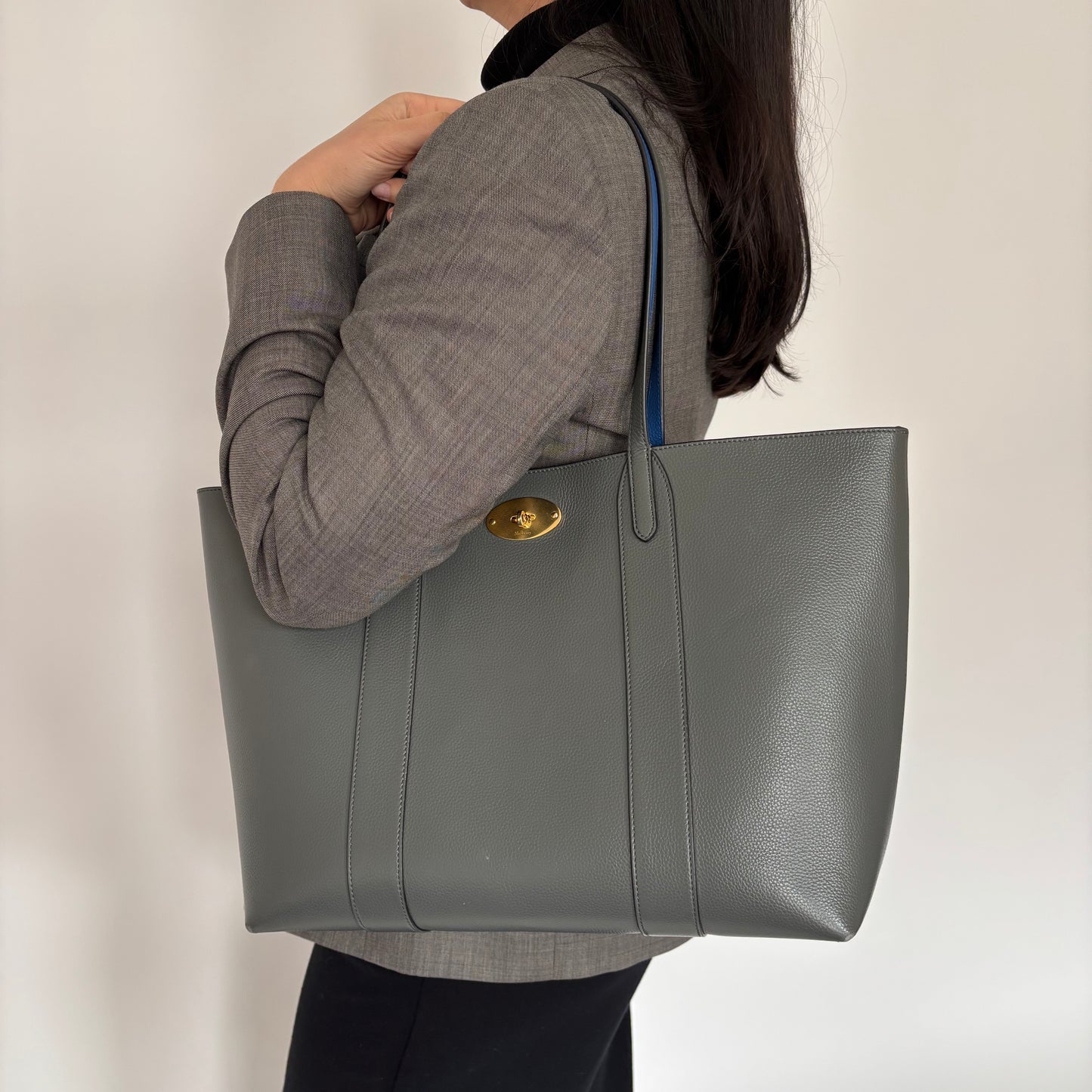 Mulberry Classic Grain Charcoal Bayswater Tote