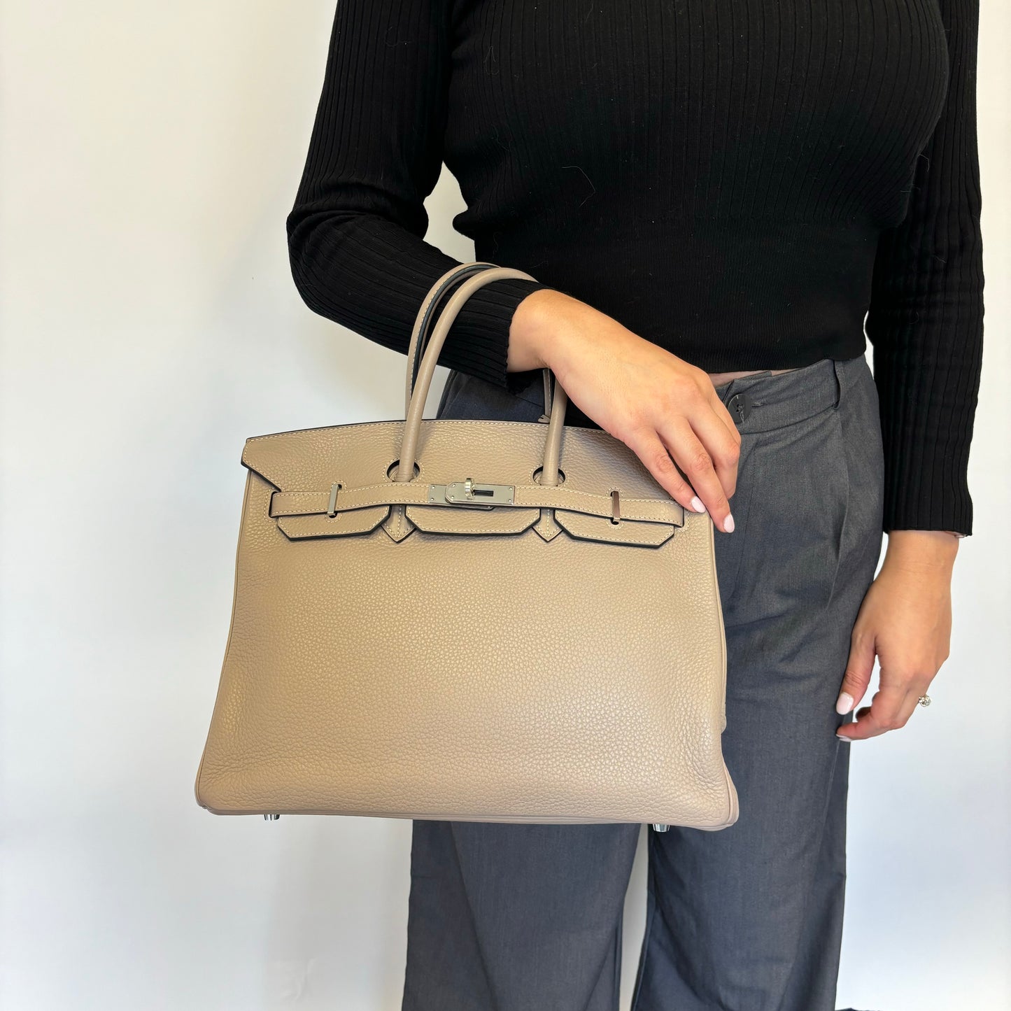 Hermes Gris Tourterlle Clemence PHW Birkin 35 2009