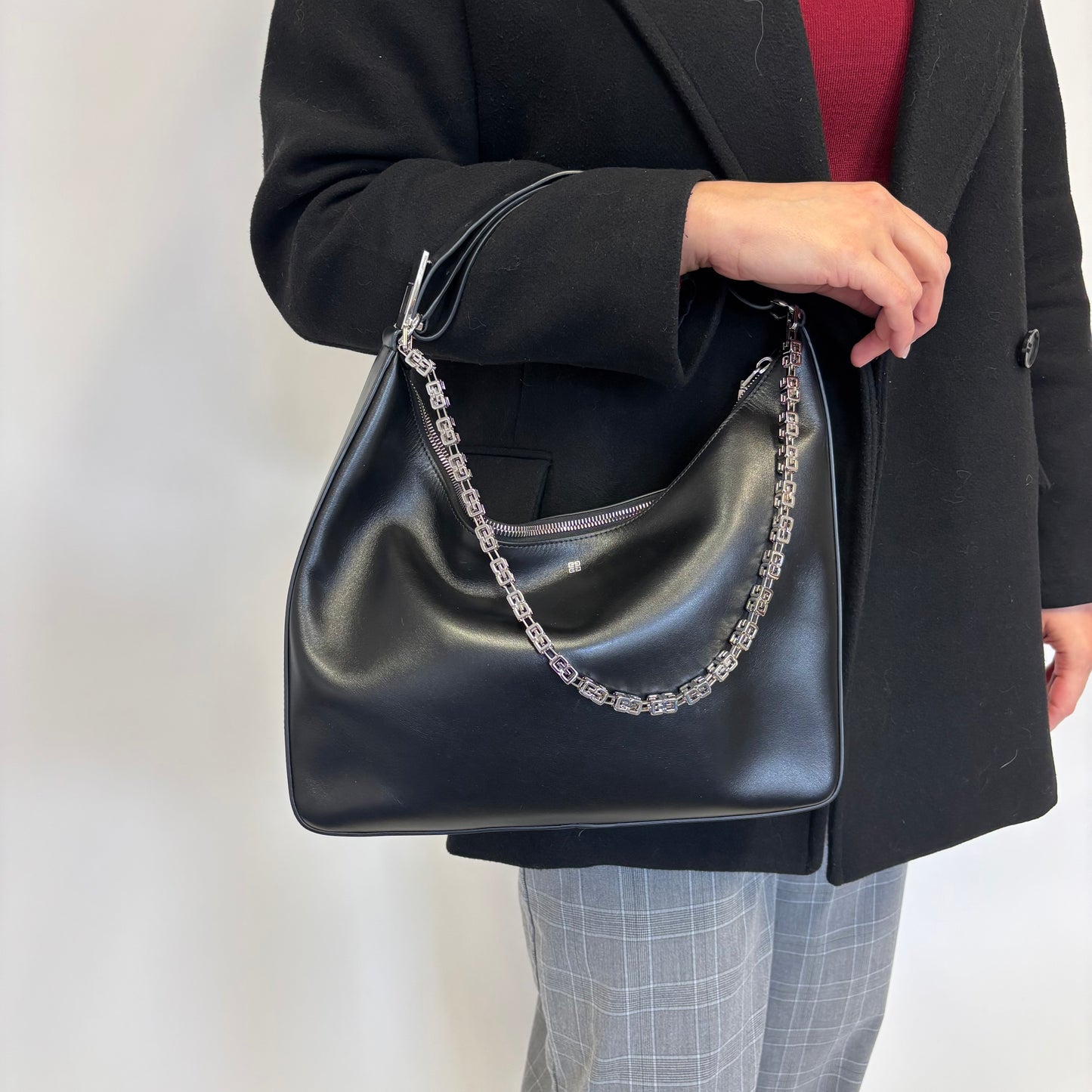 Givenchy Black Leather Moon Cut Out Shoulder Bag