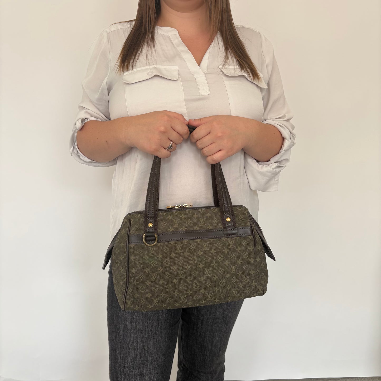 Louis Vuitton Vintage Josephine Mini Lin Green With Strap