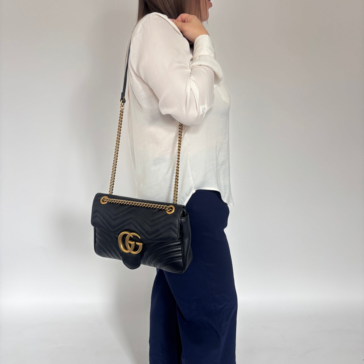 Gucci Marmont Medium Black Matelasse Leather