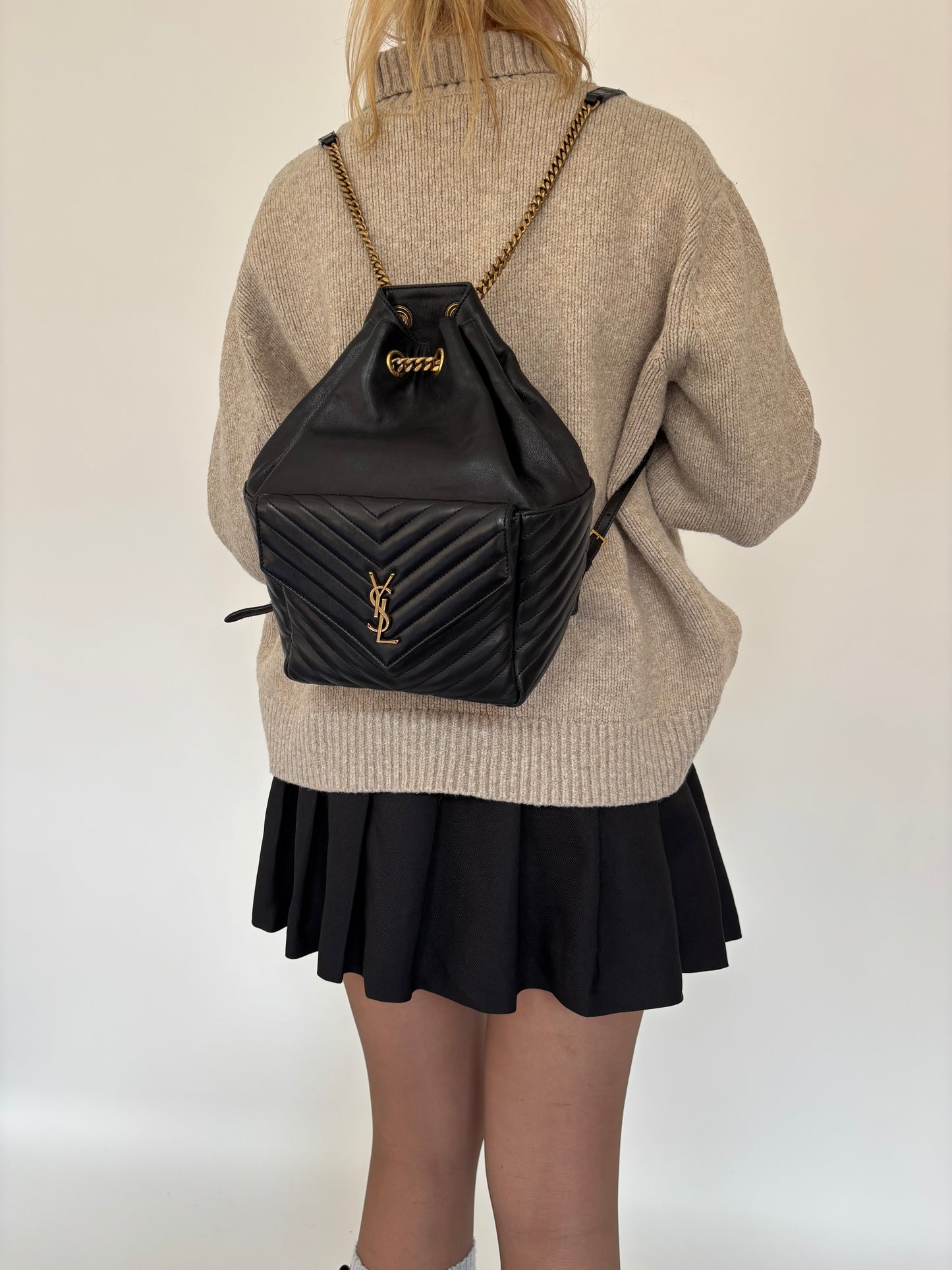 Saint Laurent Black Lambskin Joe Backpack 2021