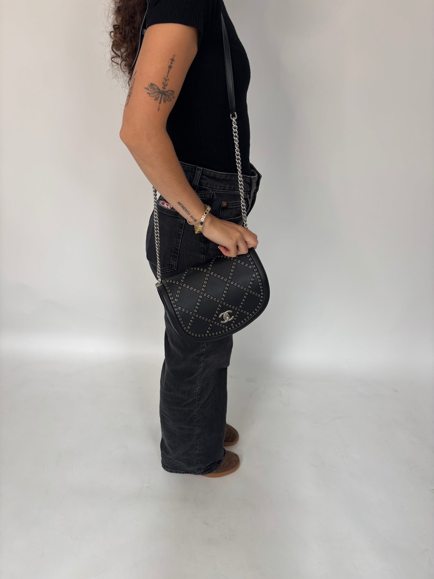 Chanel Coco Eyelets Flap Bag Black and SHW 2018