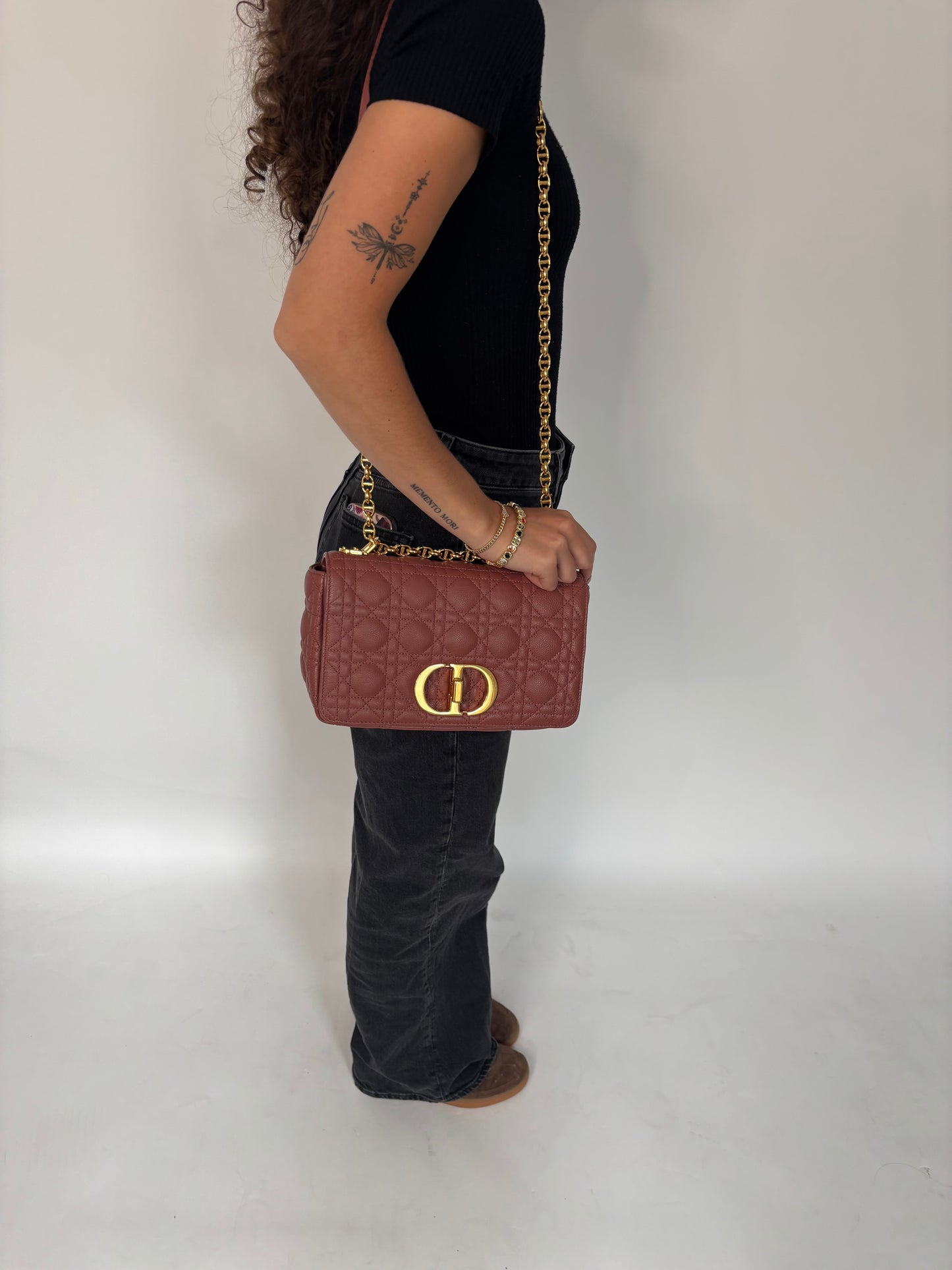 Dior Caro Bag Medium Raspberry Leather GHW 2022