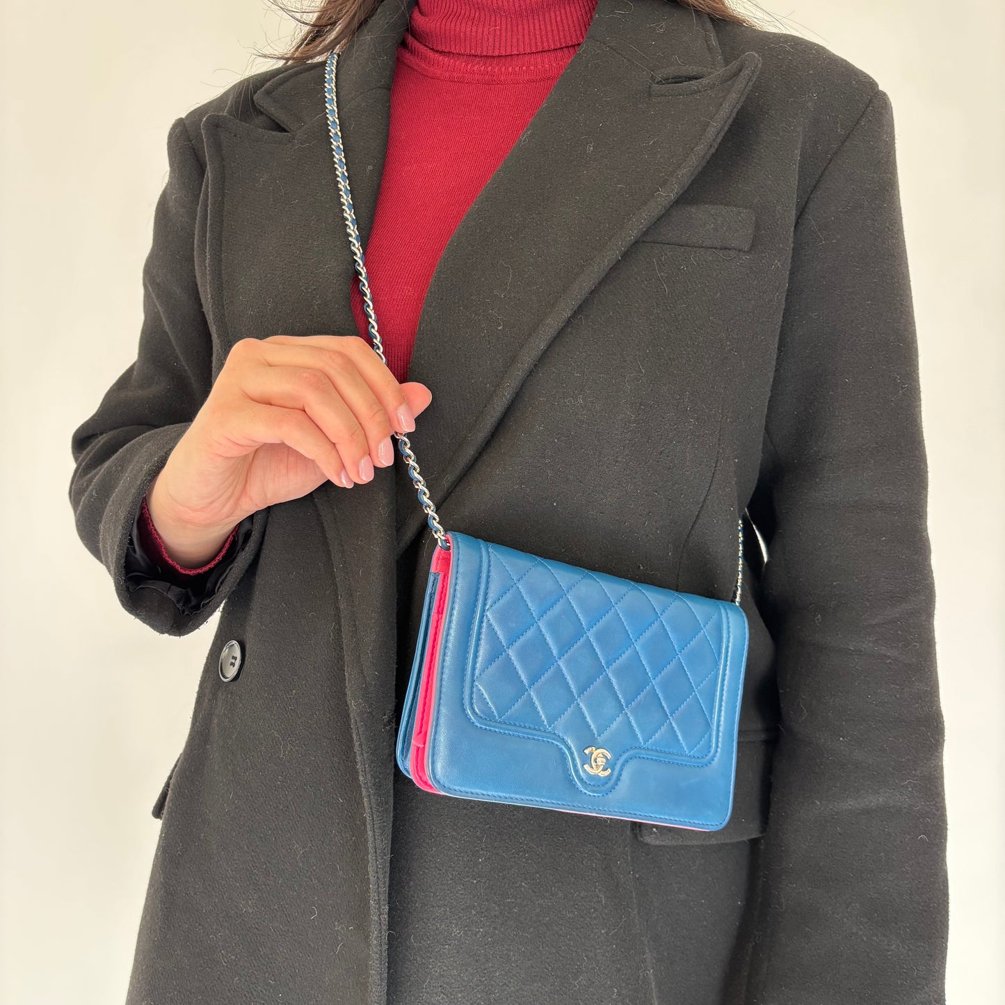 Chanel Navy CC Quilted Lambskin Wallet On Chain 2016/17