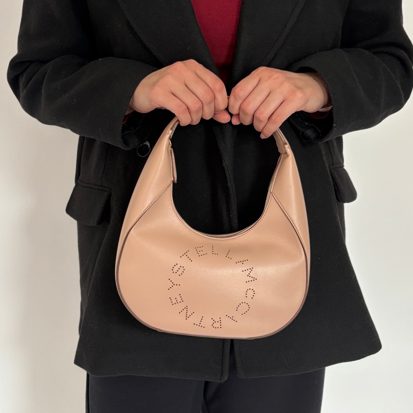 Stella McCartney Beige Faux Leather Small Logo Shoulder Bag