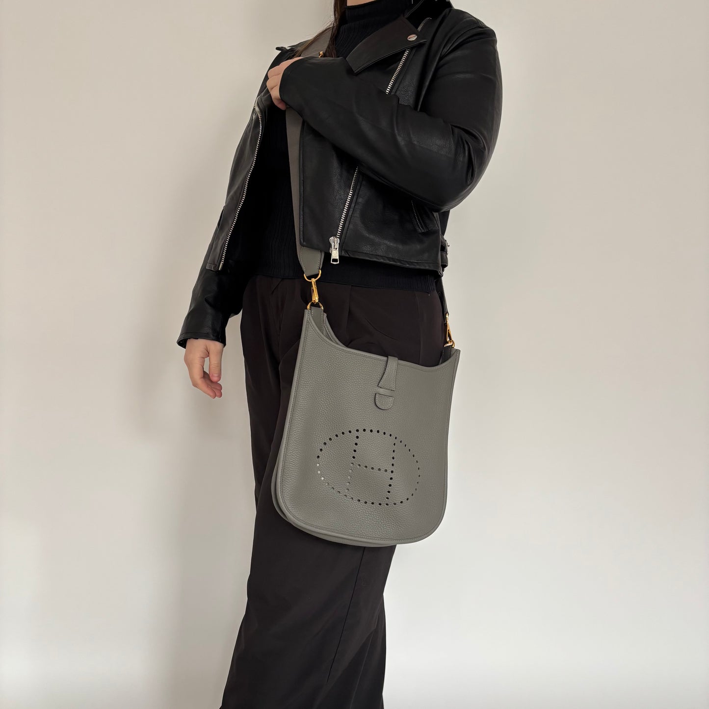 Hermes Grey Clemence GHW Evelyne III PM 2023