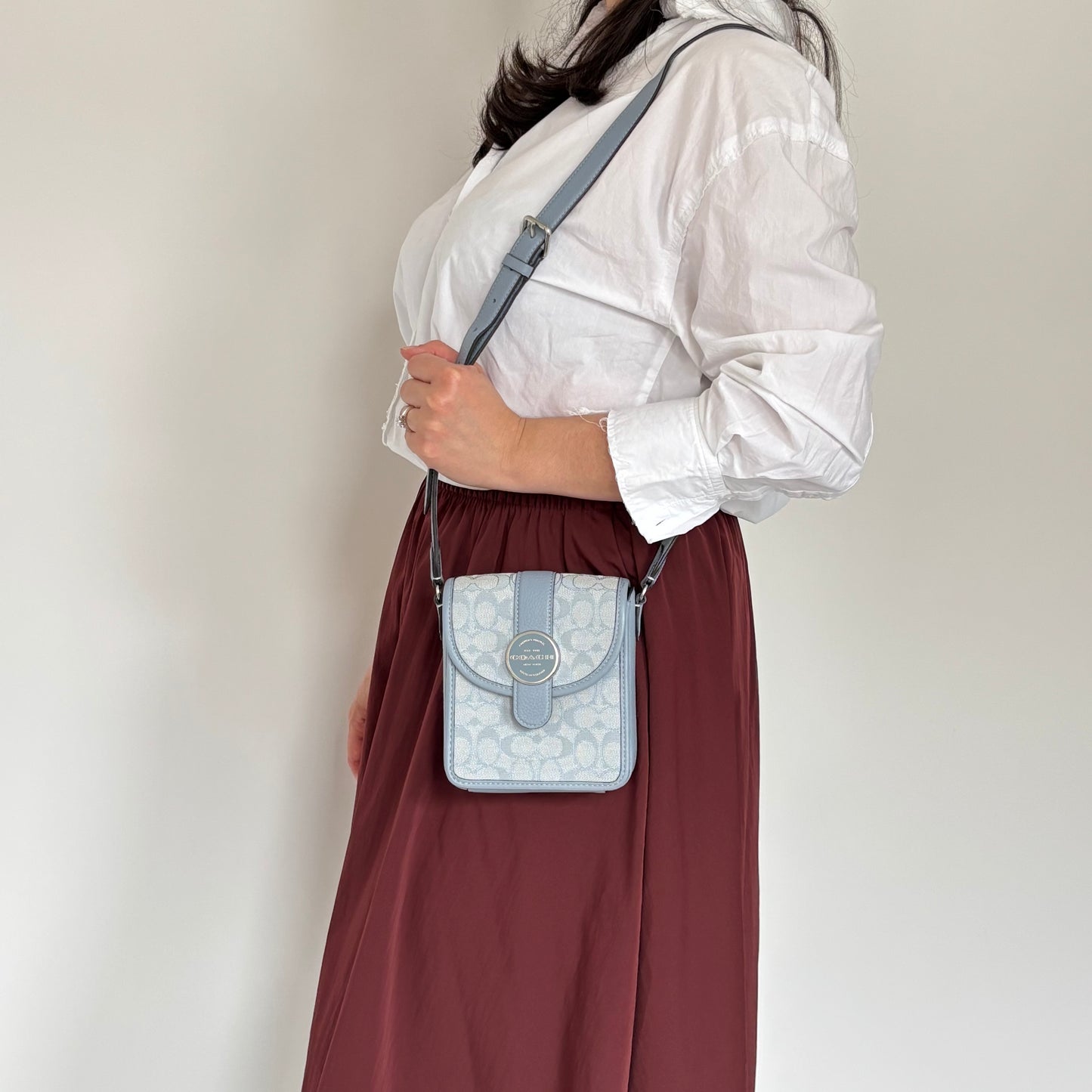 Coach Blue Signature Canvas North/South Lonnie Bag