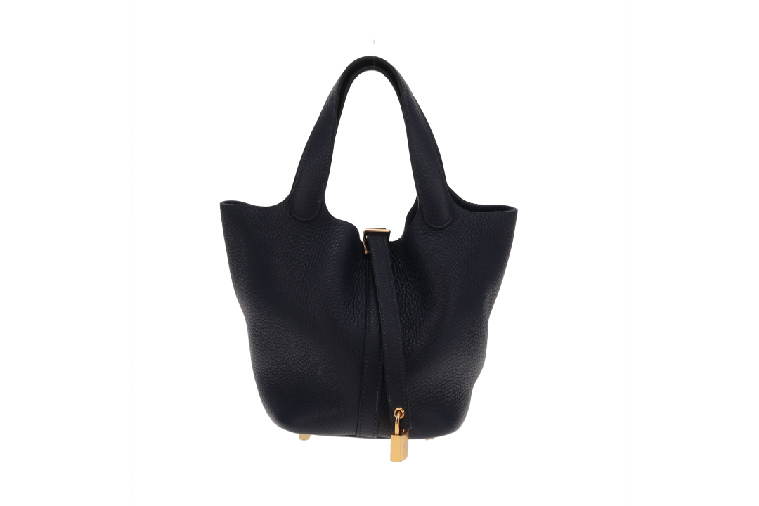 Hermes Bleu Nuit Clemence and Gold Hardware Picotin 18  - 2022