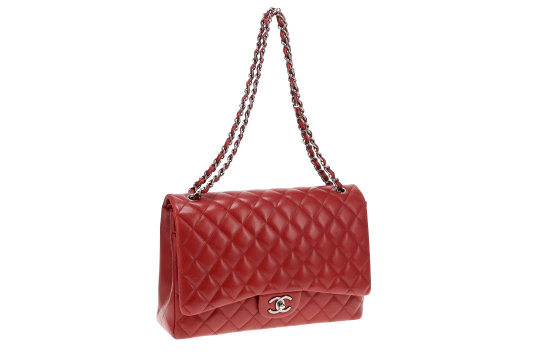 Chanel Rouge Leather Classic Maxi Double Flap 2013/14