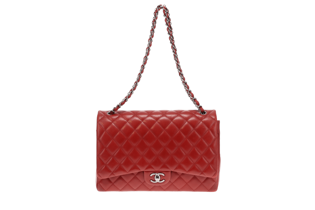 Chanel Rouge Leather Classic Maxi Double Flap 2013/14