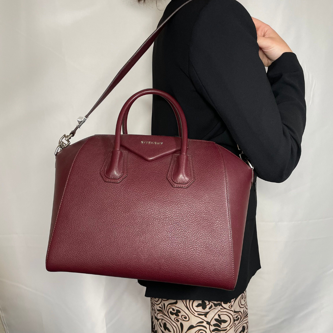 Givenchy Antigona Bordeaux Medium With Silver Hardware