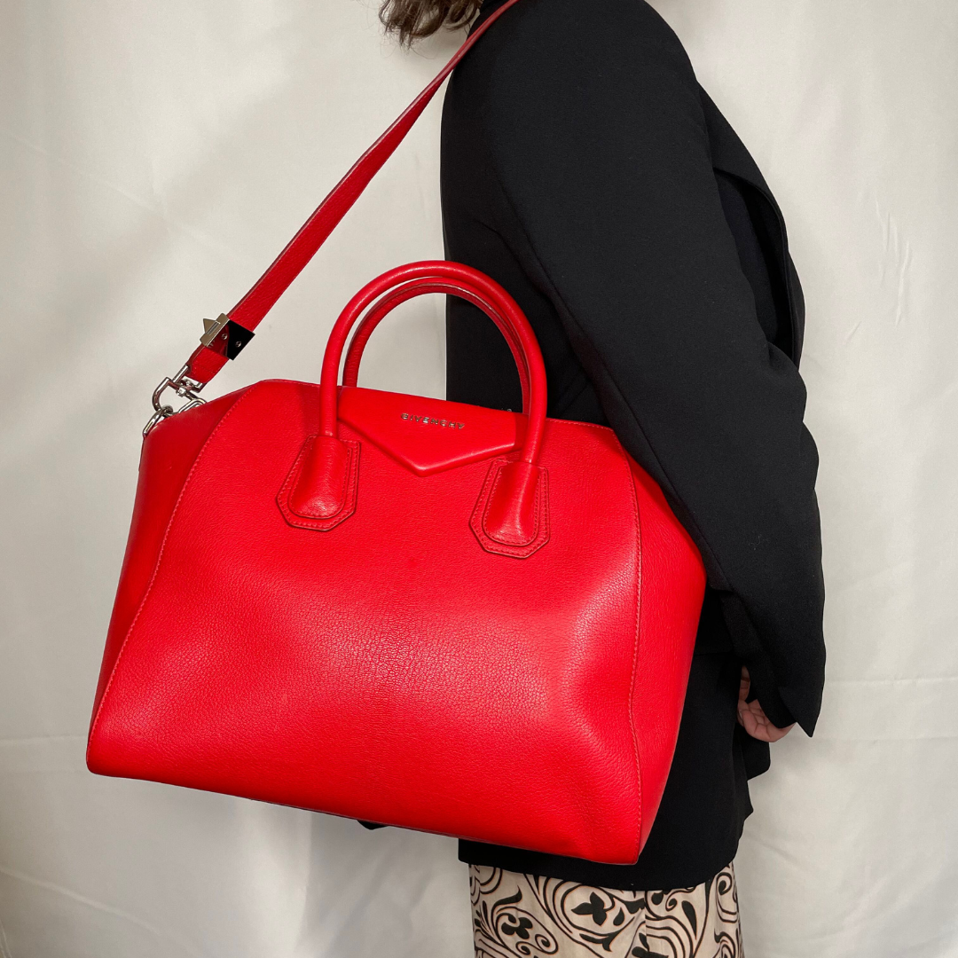 Givenchy Red Grained Leather Medium Antigona