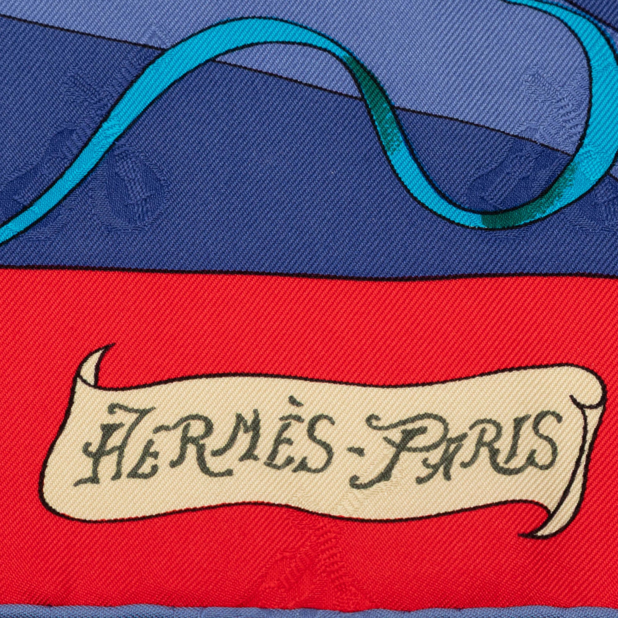 Hermès Le Carnaval de Venise 100% Silk Scarf 90x90cm Blue