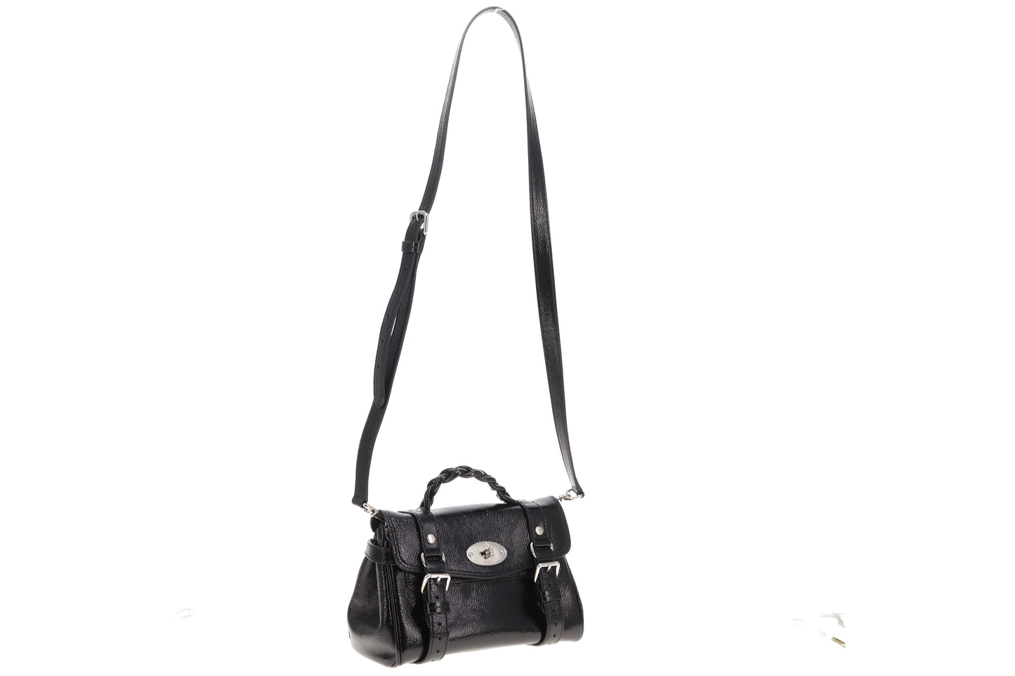 Mulberry Alexa Mini Black Spongy Patent Leather New Model