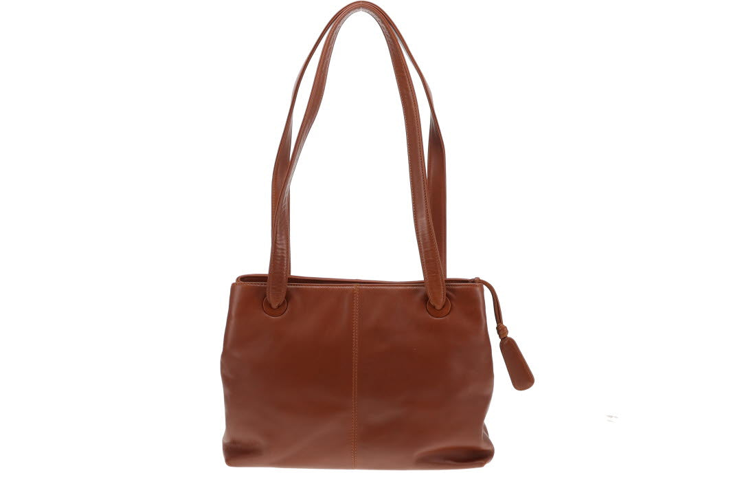 Chanel Logo Shoulder Bag Tan Leather Vintage 1997/99