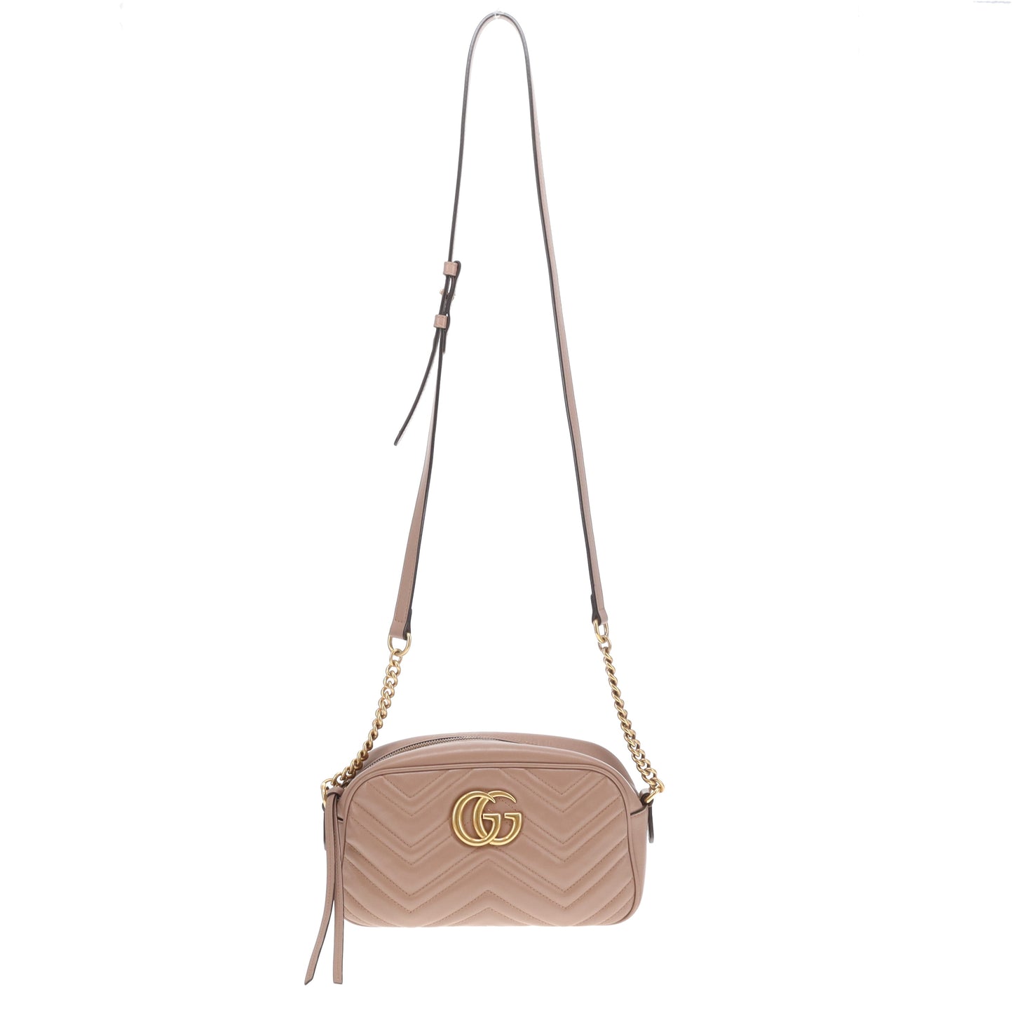 Gucci Marmont Small Camera Bag Dusty Pink Chevron GHW