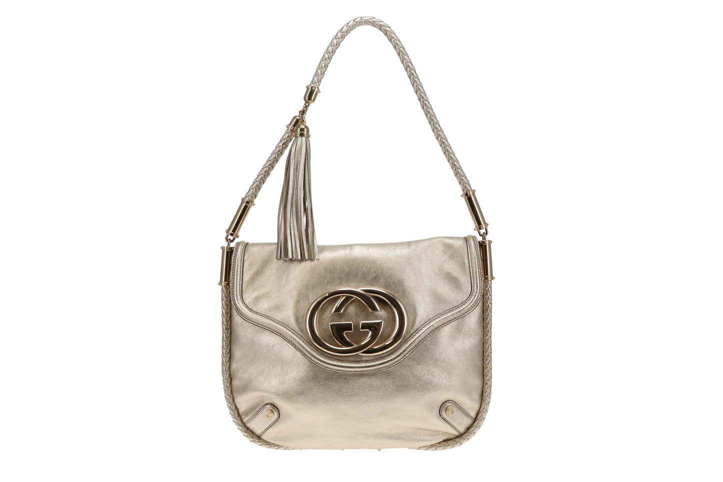 Gucci Britt Hobo Gold Metallic Leather Vintage