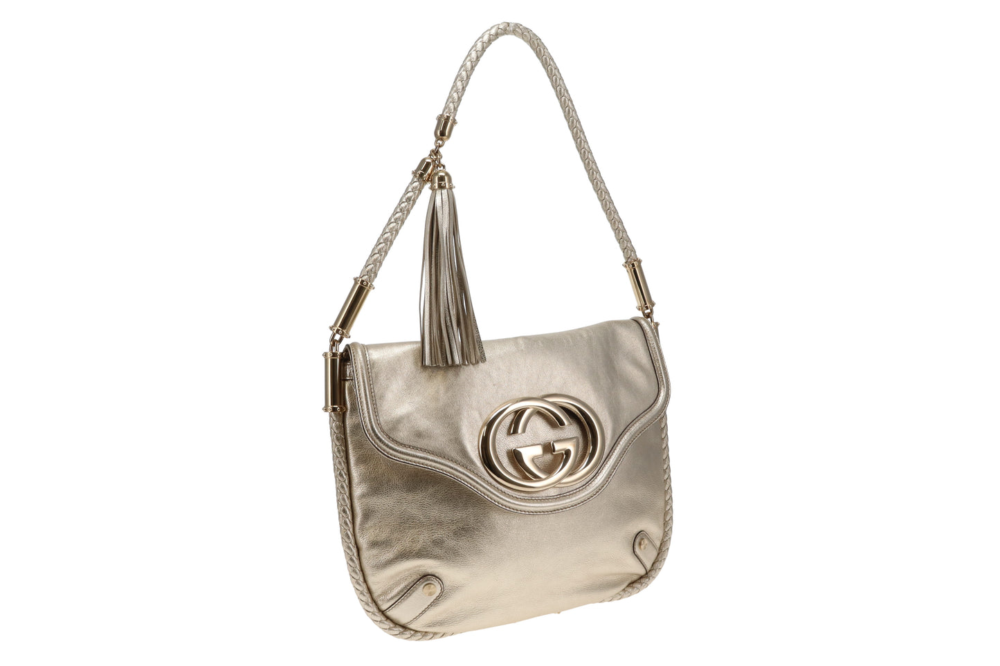 Gucci Britt Hobo Gold Metallic Leather Vintage