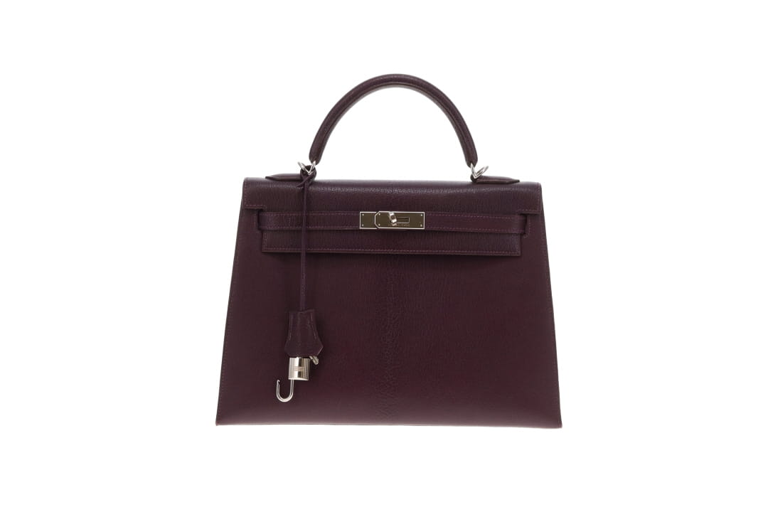 Hermes Kelly 32 Sellier Chevre De Coromandel Raisin PHW 2005