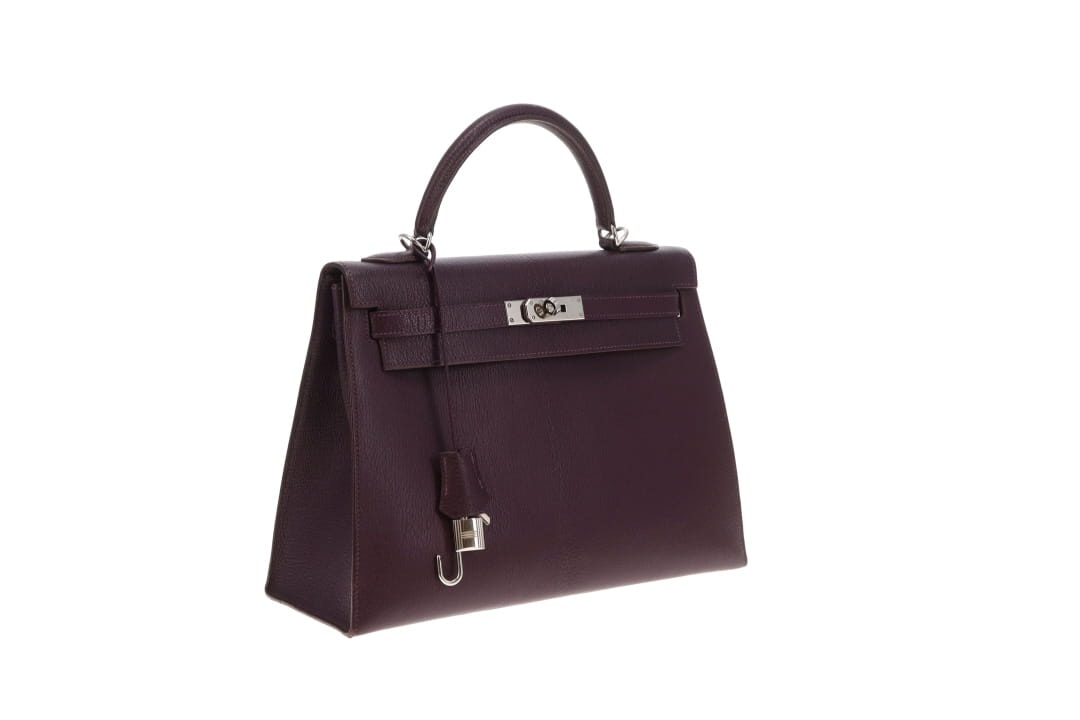 Hermes Kelly 32 Sellier Chevre De Coromandel Raisin PHW 2005