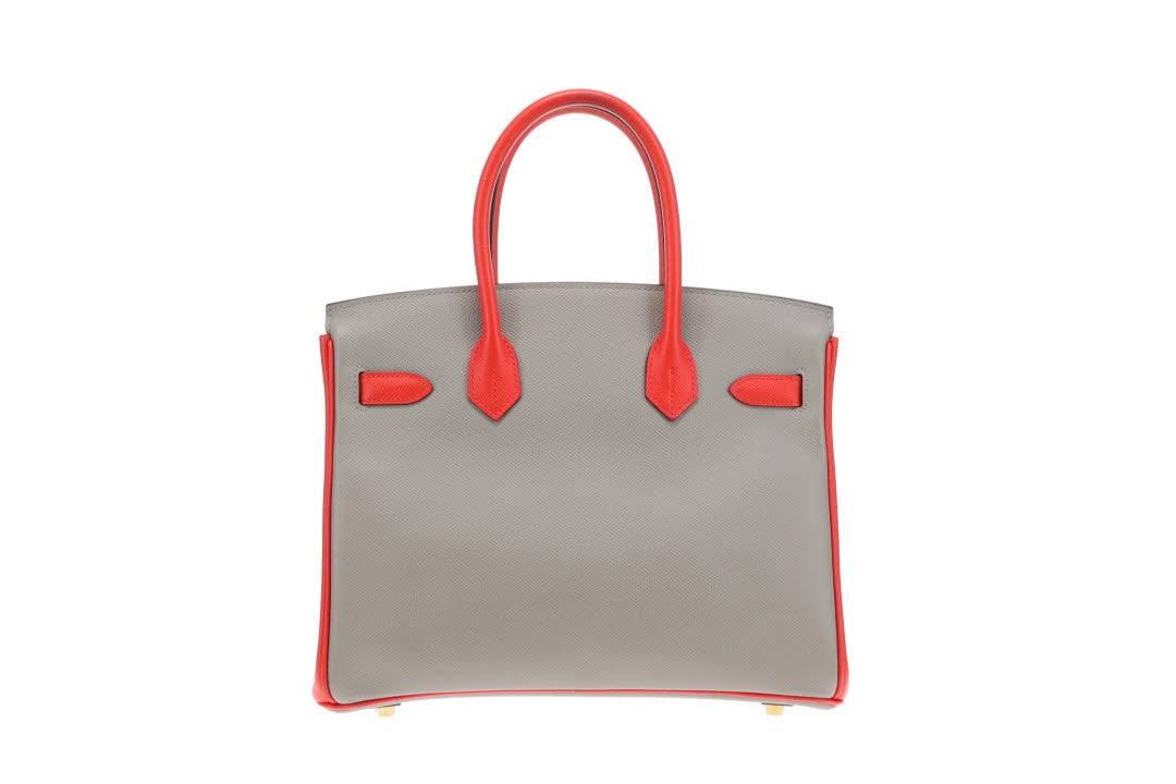 Hermes Birkin 30 SO Gris Tourterelle/Rouge Tomate Epsom with Brushed GHW 2016