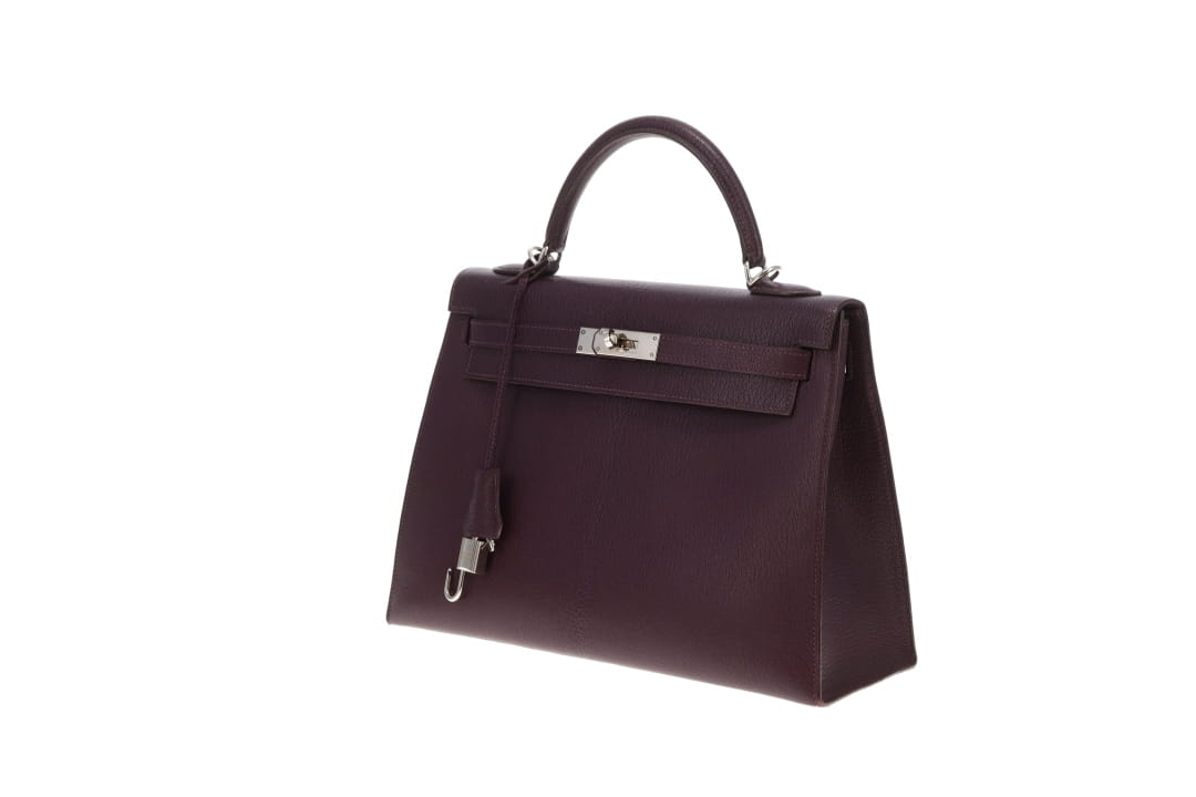 Hermes Kelly 32 Sellier Chevre De Coromandel Raisin PHW 2005