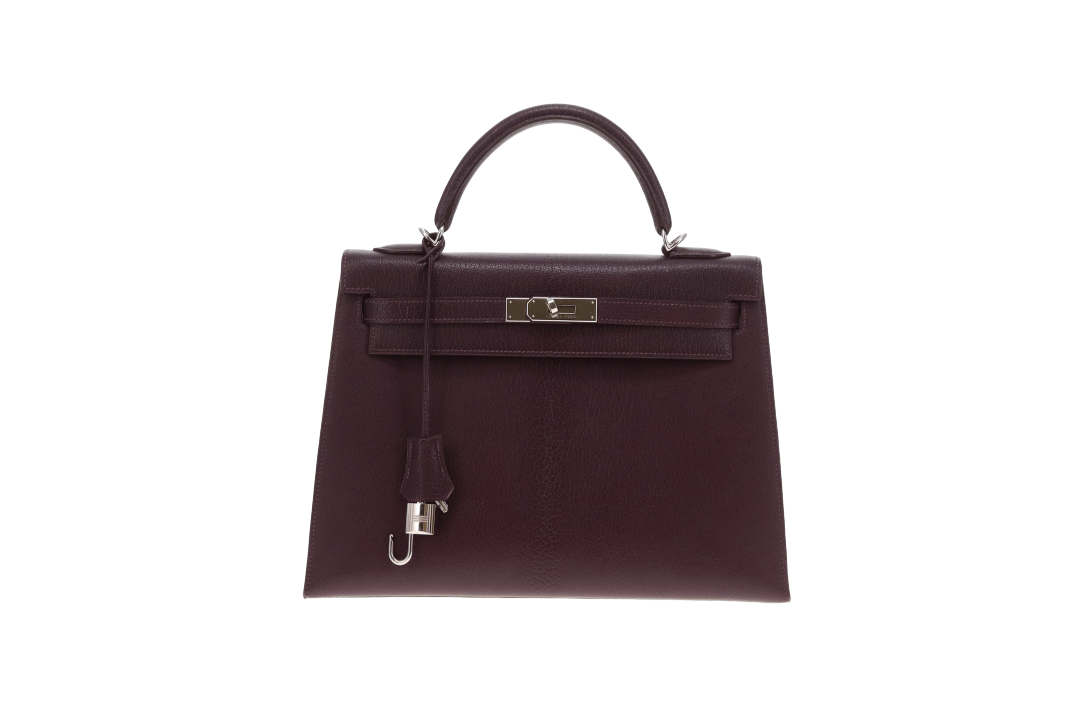 Hermes Kelly 32 Sellier Chevre De Coromandel Raisin PHW 2005