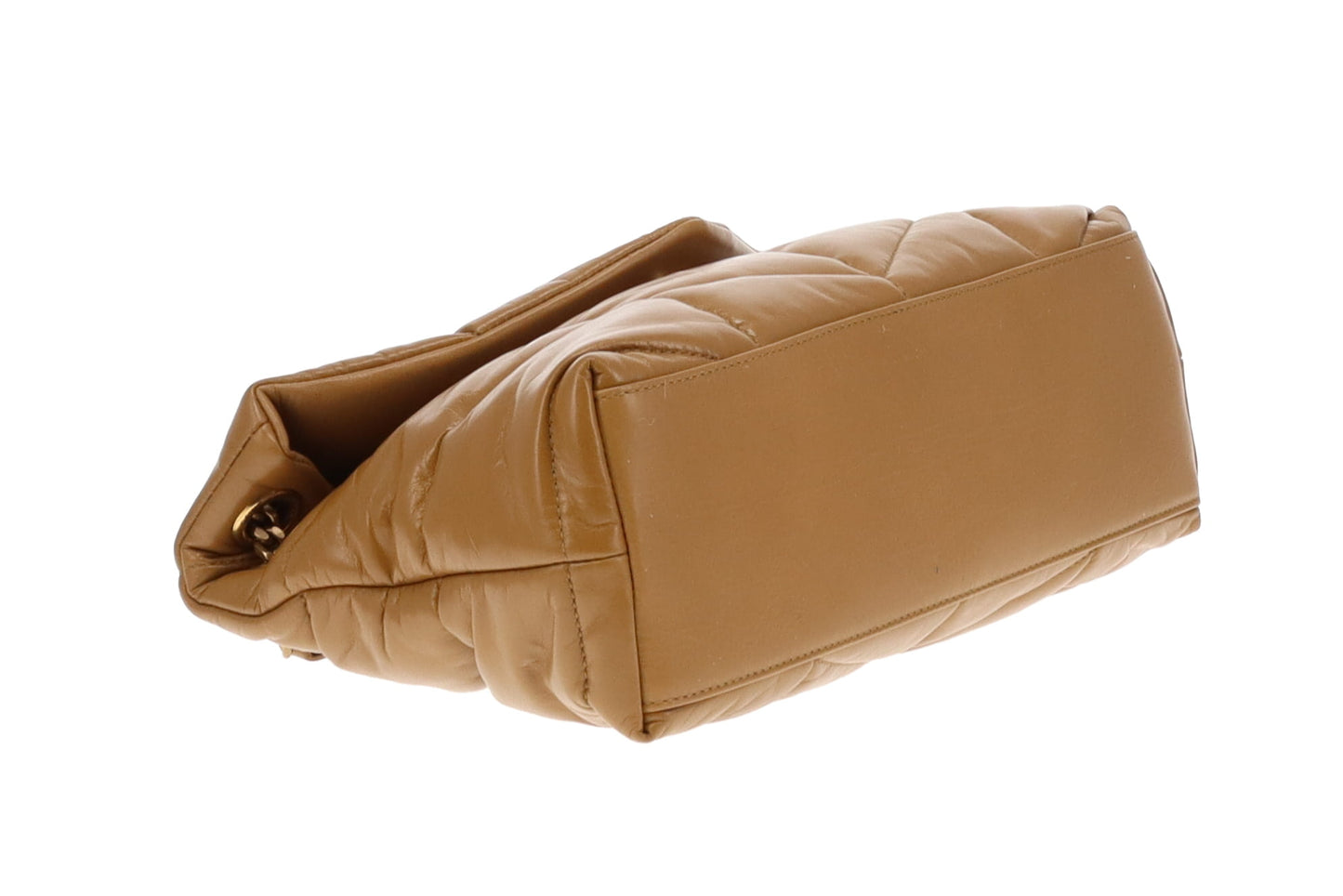 Saint Laurent Tabac Brown Shiny Leather Small Puffer