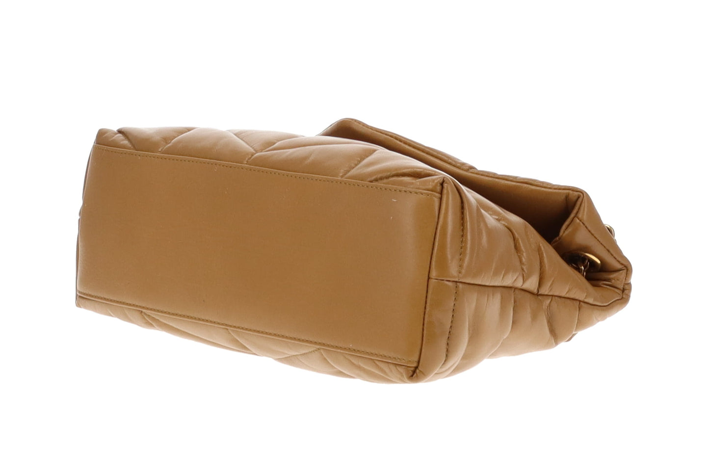 Saint Laurent Tabac Brown Shiny Leather Small Puffer