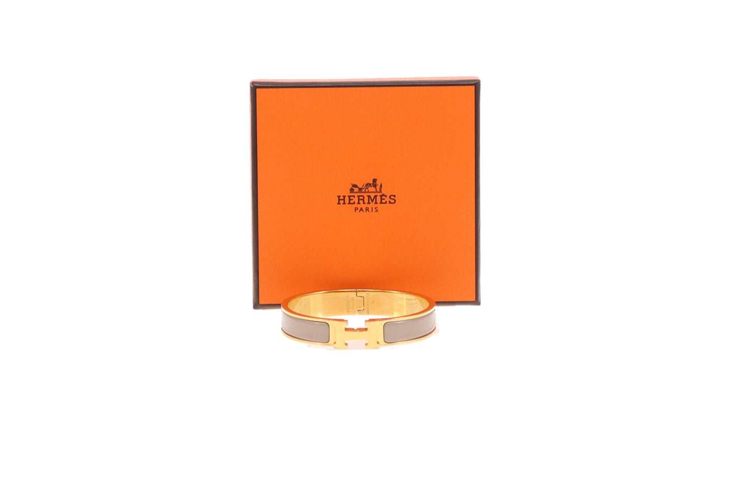 Hermes Clic H Gold and Marron Glace Enamel