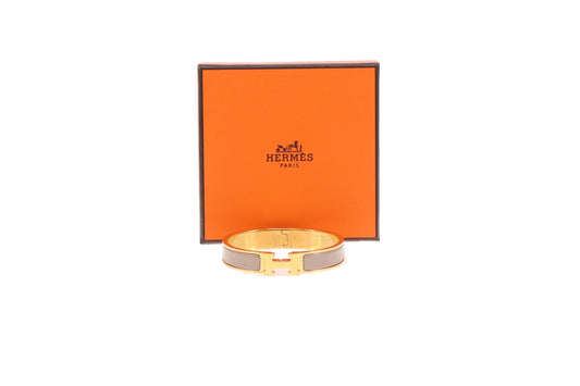 Hermes Clic H Gold and Marron Glace Enamel