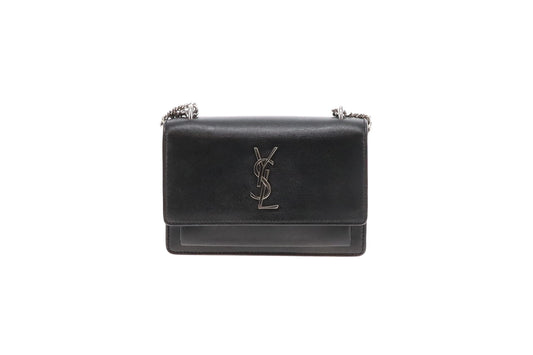 Saint Laurent Sunset Black Leather SHW Mini Bag 2017