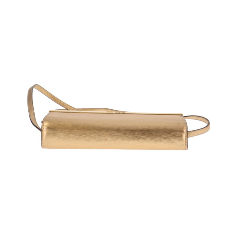 Michael Kors Gold Textured Leather Clutch On Strap GH