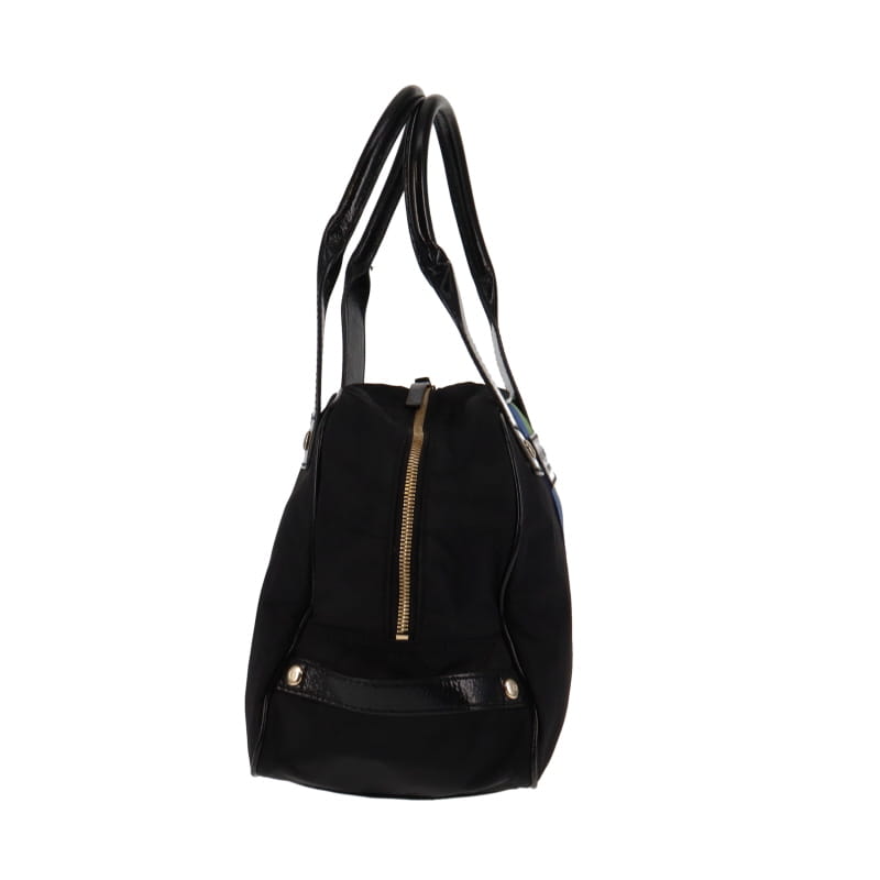 Kate Spade Black Nylon With Blue Green Stripe Bowling Bag
