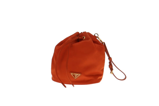 Prada Orange Nylon Bucket Pouch/Wristlet