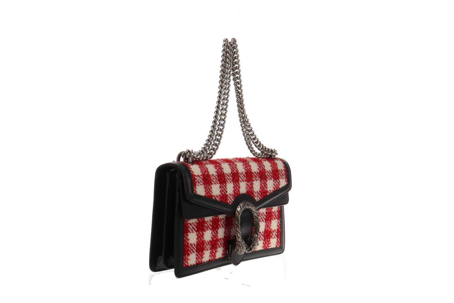 Gucci Red/Pink Tweed Small Dionysus Shoulder Bag